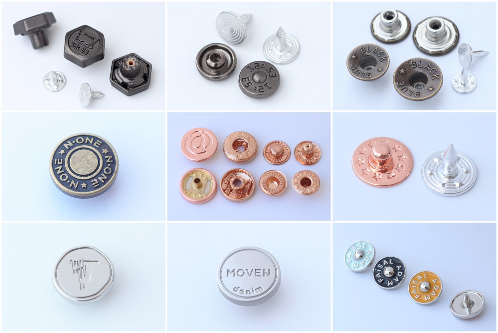 fashion luxury metal button custom brand engraved alloy metal