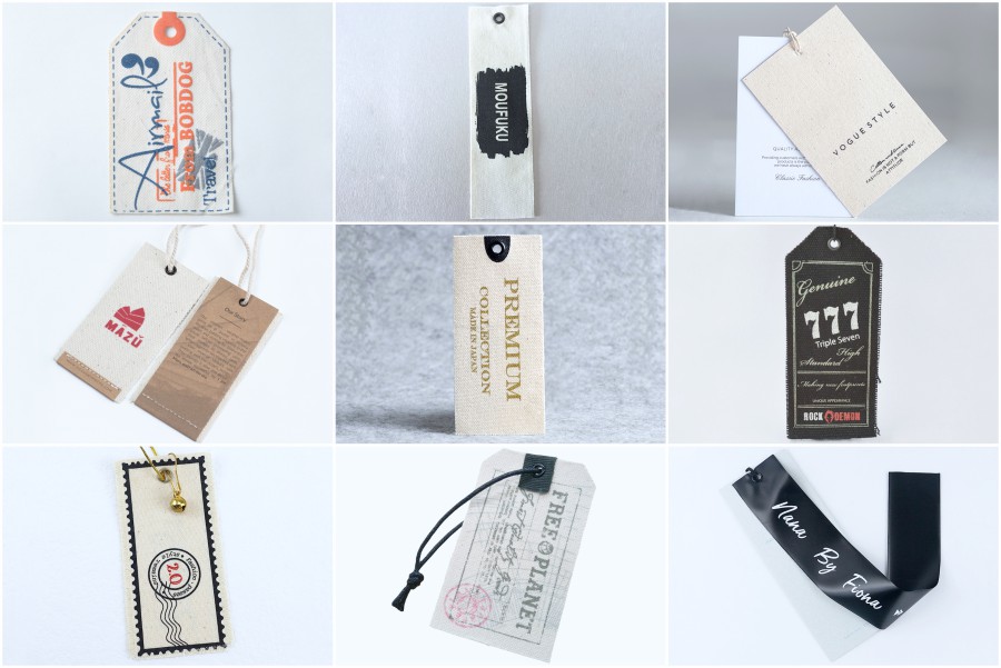 Design customize hang tag and clothing label full set by